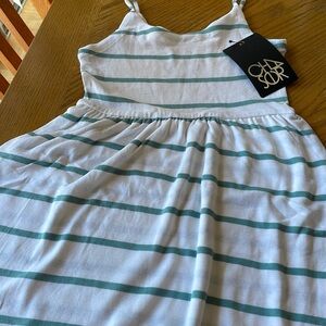 Chaser Sleeveless Striped Blue & White 100% Cotton Dress Size 3 NWT